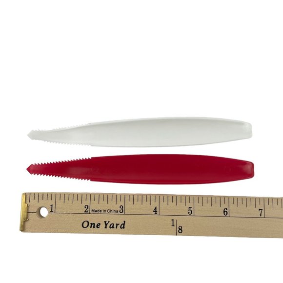 2x Tupperware Serrated Grapefruit Knife Lettuce Tomato Corer Scoop Red White - Picture 4 of 4